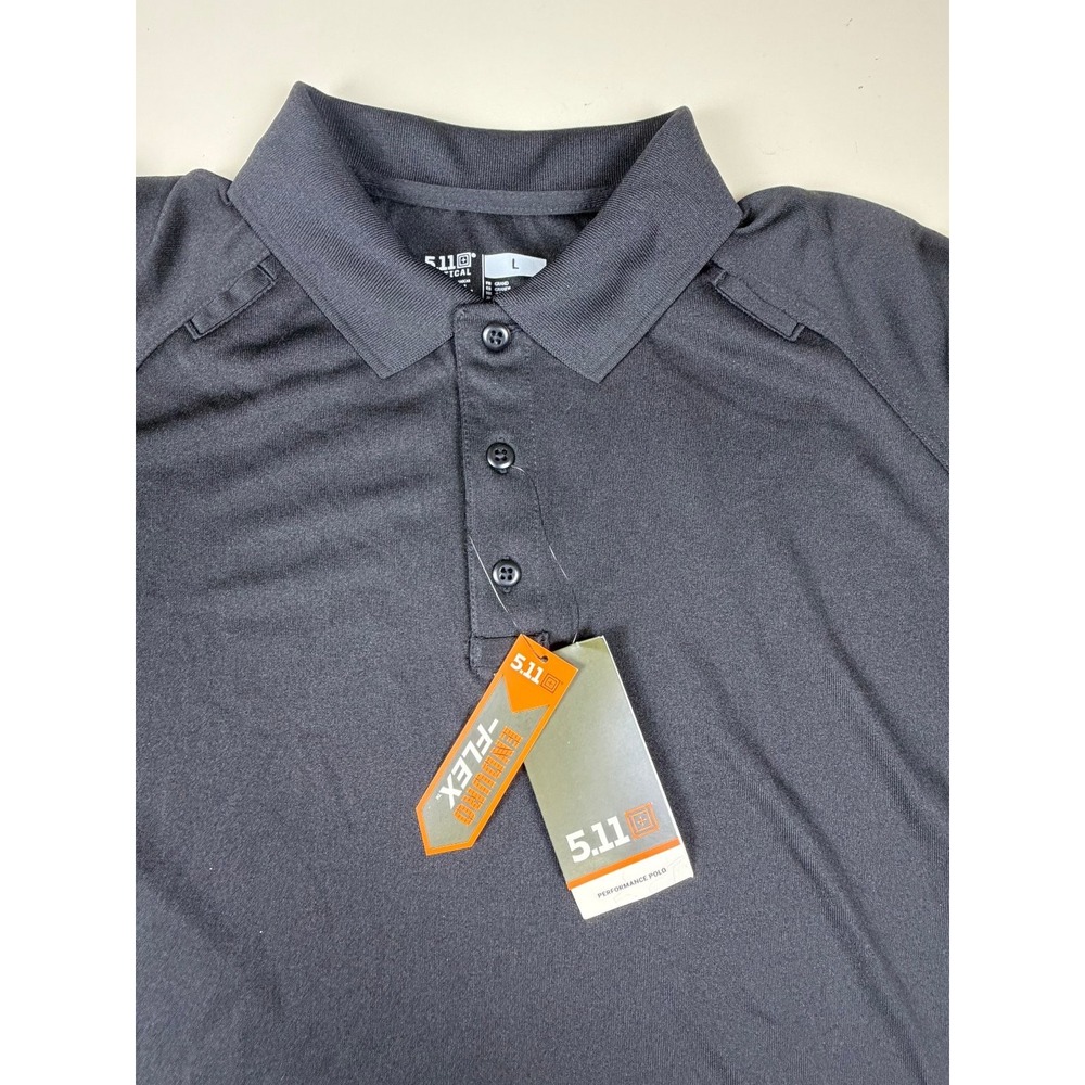 5.11 Tactical Men's Performance Polo Shirt Black L Flex Short Sleeve